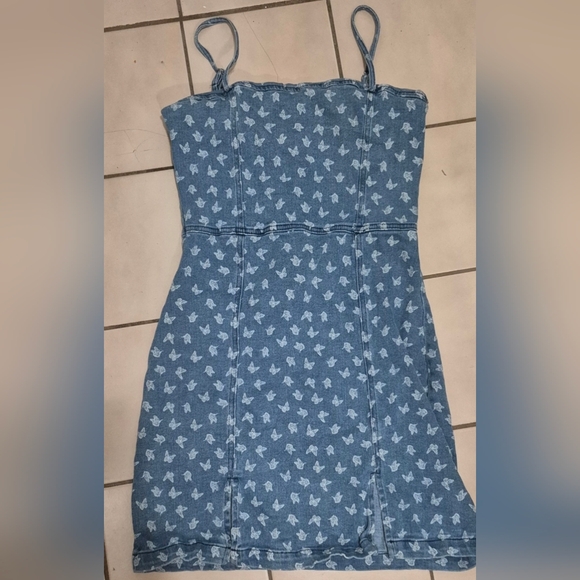 Aeropostale Dresses & Skirts - Aeropostale Butterfly Print Denim Mini Dress – Blue (S)